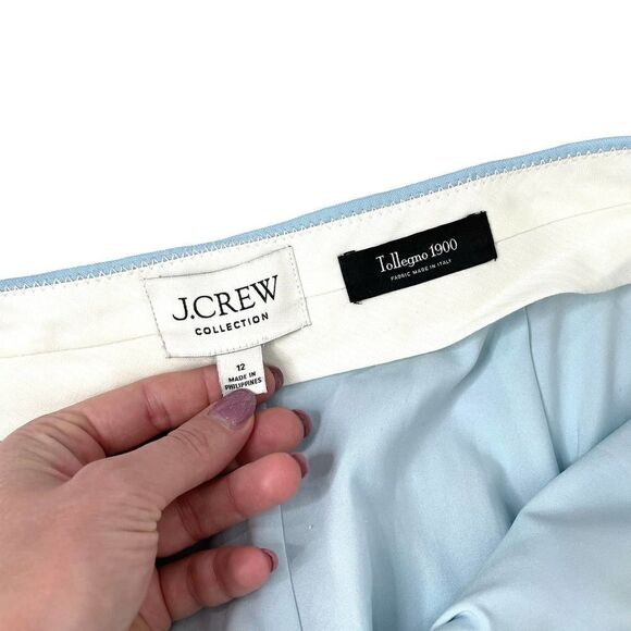 J. Crew Collection Full-length wide-leg tuxedo pant in Italian wool Sz 12 blue - Picture 10 of 11